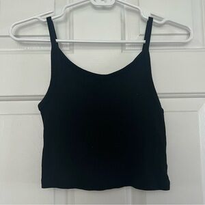 Brandy Melville Black Cropped Ribbed Spaghetti Strap Tank Top